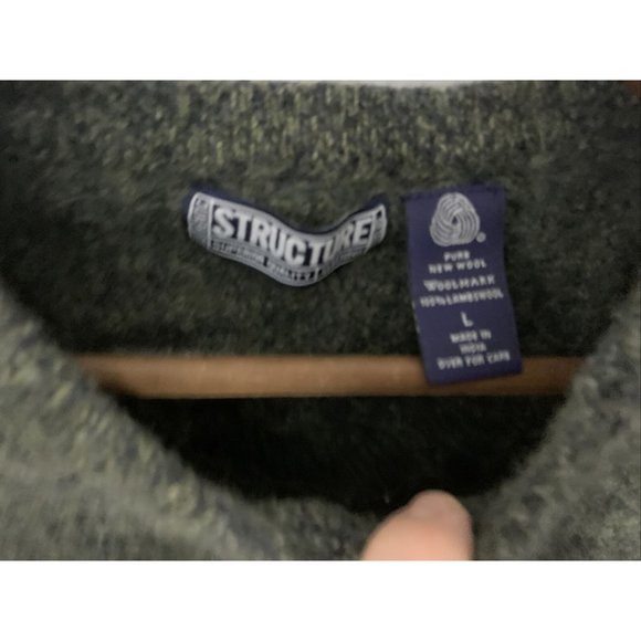 Structure Womens Pure lambs Wool Vintage v neck striped pullover - Picture 2 of 5